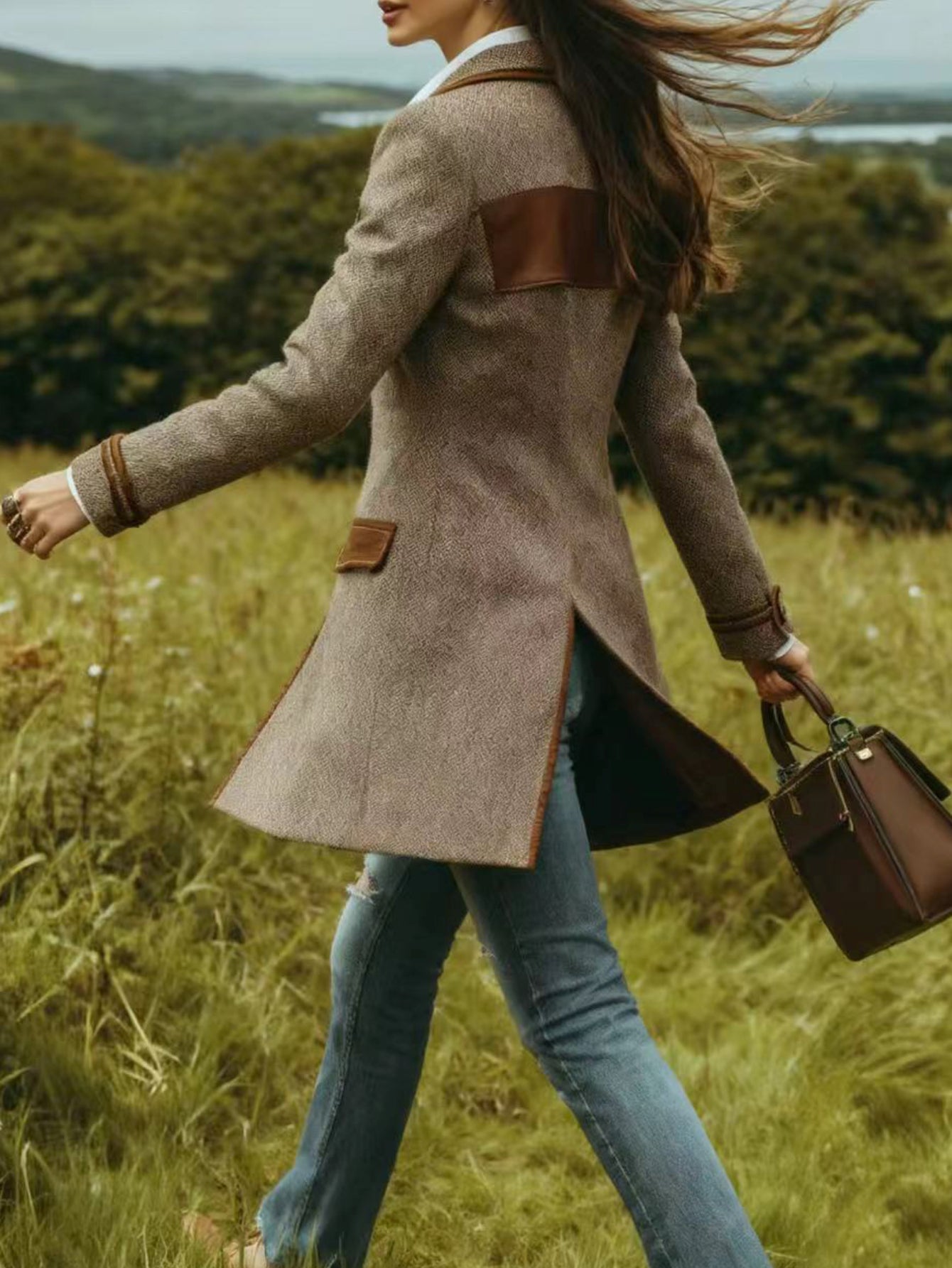 Abrigo espigado marrón – Chaqueta elegante con cinturón de largo medio