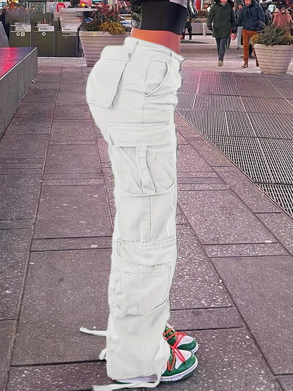 Women’s Retro Y2K Cargo Pants – High-Waisted Wide-Leg Streetwear