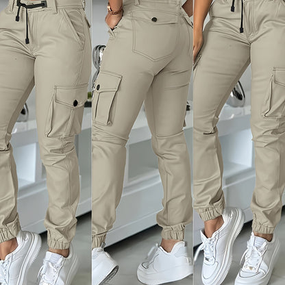 Women’s High-Waisted Cargo Pants – Elegant All-Season Work Trousers