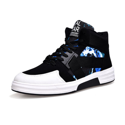 Loom & Soul™ Camouflage High-Top Lace-Up Shoes – Men’s Suede Leather Sneakers with Non-Slip Rubber Sole