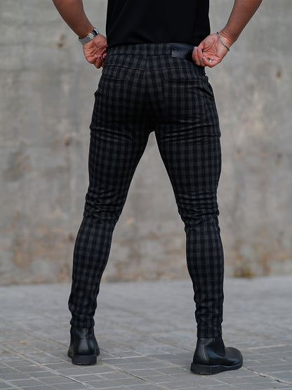 Men’s Slim-Fit Plaid Suit Pants – Tailored Stretch Dress Trousers