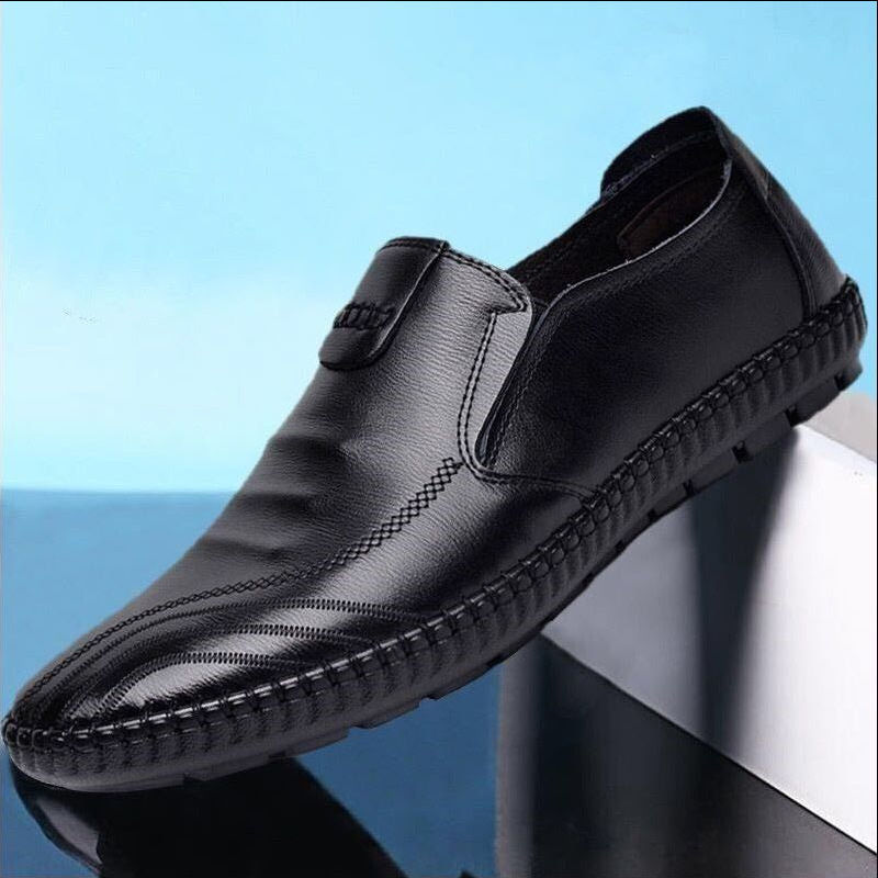 Loom & Soul™ Men’s PU Leather Business Shoes – Classic Flat Dress Shoes for Work & Formal Style