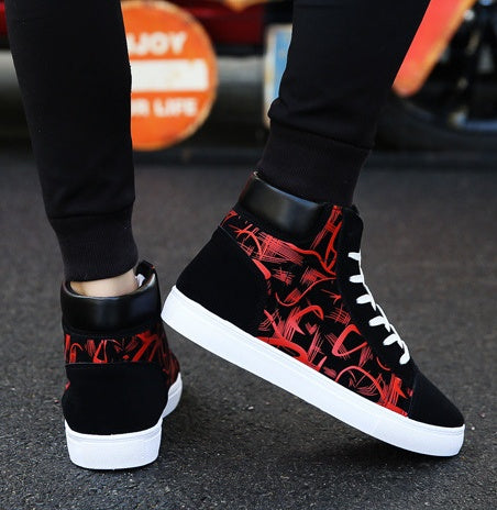 Loom & Soul Men’s Korean Edition High-Top Shoes – Non-Slip Casual Sneakers for All Seasons