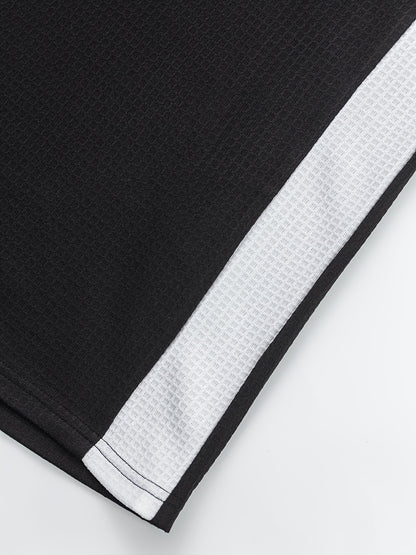 Men’s Waffle Henley Shirt – White & Black All-Season Button Top