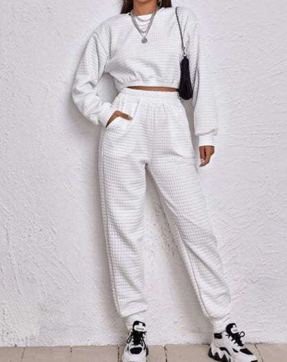 Ensemble deux pièces extensible pour femme – Haut et pantalon doux et ajusté