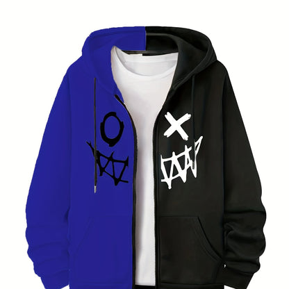 Loom & Soul Men’s Royal Blue Zip Hoodie – Two-Tone Warm Fall Jacket