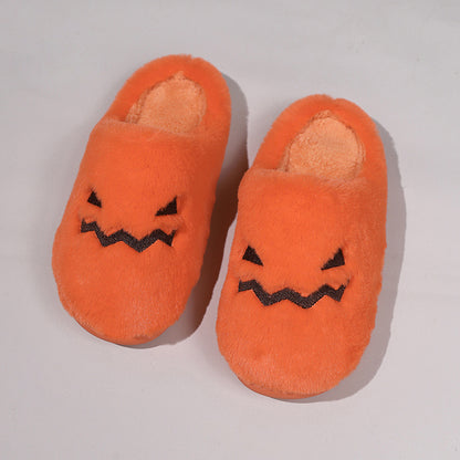 Loom & Soul Halloween Pumpkin Slippers – Women’s Winter Warm Plush Indoor Slippers, Non-Slip Cozy House Shoes (