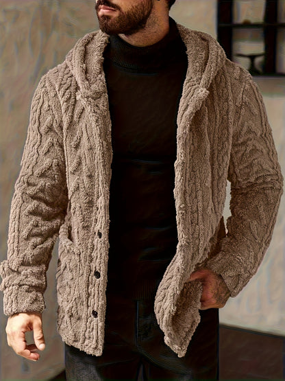 Veste à Capuche Polaire Douillette Homme – Cardigan Boutonné Hiver
