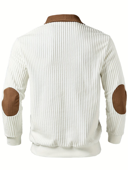 Men’s Full-Zip Winter Sweater – Thick Knit Stand Collar Pullover