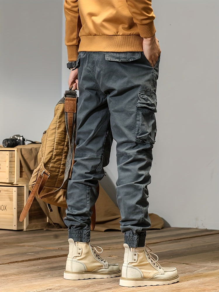 Men’s Multi-Pocket Work Pants – Outdoor Casual Cargo Trousers with Stretch