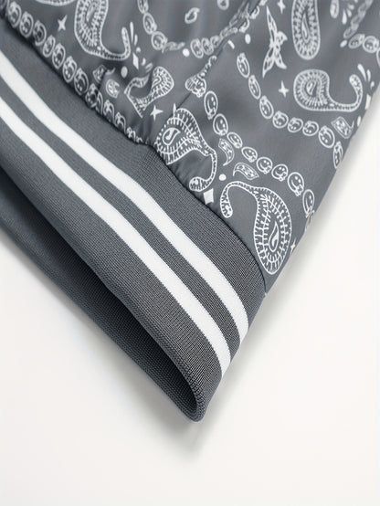 Men’s Paisley Bomber Jacket – Vintage Stand Collar Casual Outerwear