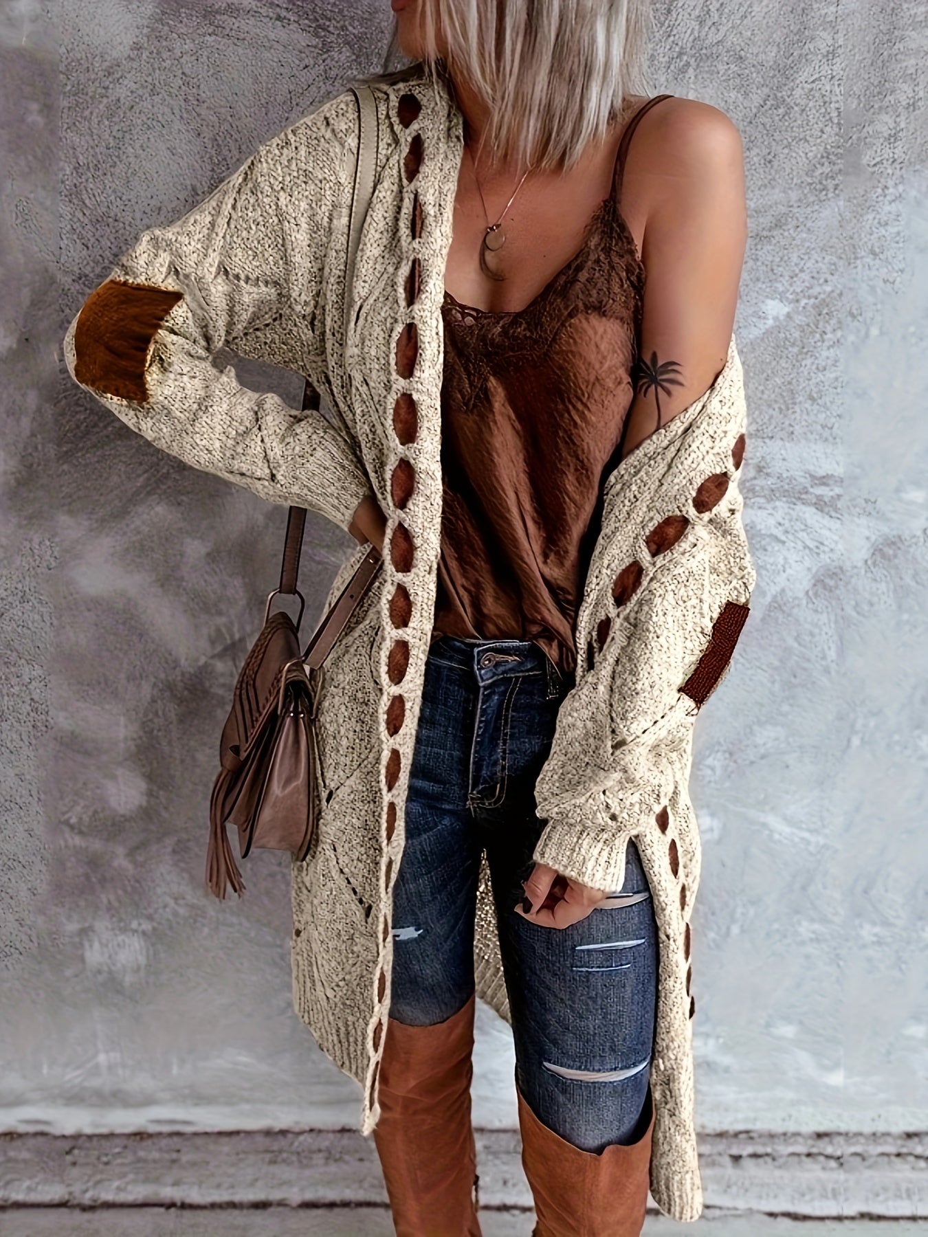 Vintage Open-Front Cardigan – Soft Knit Button Sweater for Fall/Winter