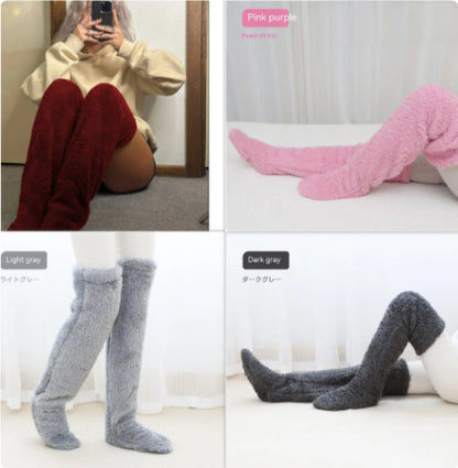 Loom & Soul™ Over-Knee Fuzzy Long Socks – Unisex Winter Warm Sleeping & Home Stockings
