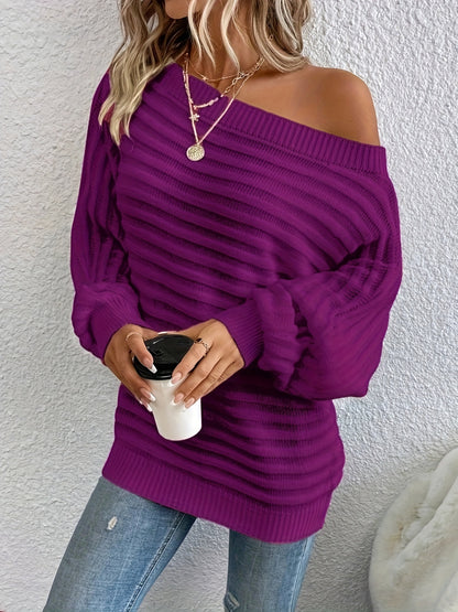 Plus Size Cold Shoulder Top – Ribbed Batwing Sleeve Casual Blouse