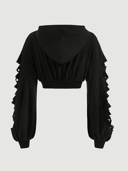 Skull Hoodie – Women's Street Style Ripped Pullover