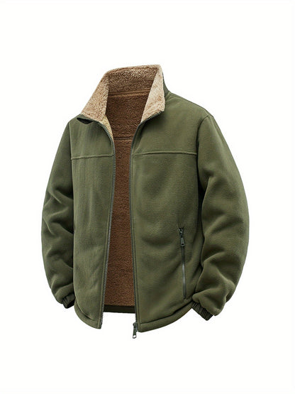 Men’s Fleece Zip Jacket – Warm Wind-Resistant Fall Winter Coat