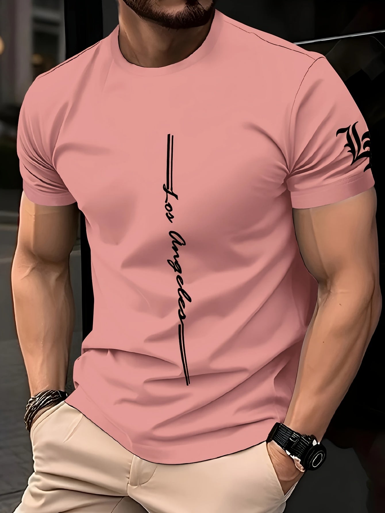 Four Angeles Graphic Tee – Urban Street Pink Statement T-Shirt