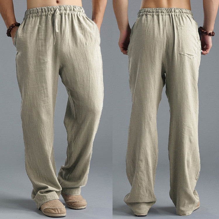 Pantalon en lin respirant pour homme – Pantalon de sport décontracté coupe ample