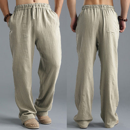 Pantalon en lin respirant pour homme – Pantalon de sport décontracté coupe ample