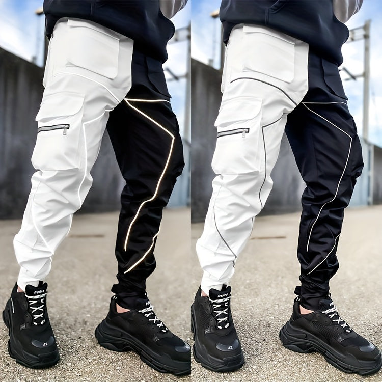 Men’s Reflective Cargo Pants – Loose-Fit Multi-Pocket Sports Trousers