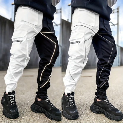 Men’s Reflective Cargo Pants – Loose-Fit Multi-Pocket Sports Trousers