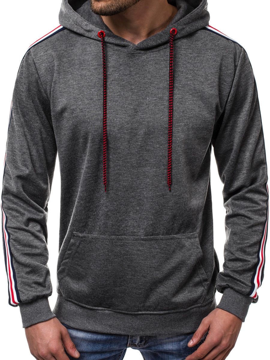 Men’s Fashion Line Splicing Hoodie – Casual Streetwear Jumper
