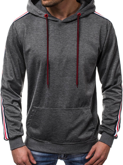 Men’s Fashion Line Splicing Hoodie – Casual Streetwear Jumper