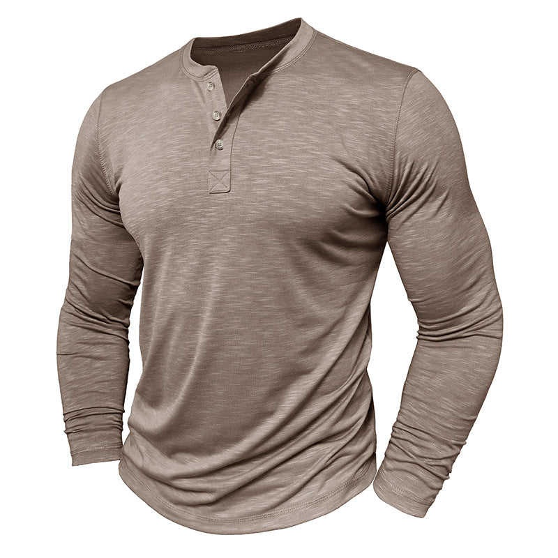 Men’s Long Sleeve Henley Shirt – Slub Cotton Casual Pullover