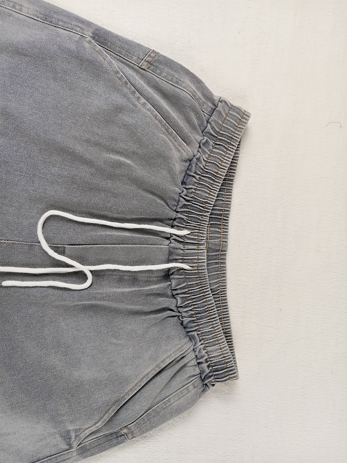 Men’s Drawstring Denim Joggers – Slim Fit Patchwork Jeans