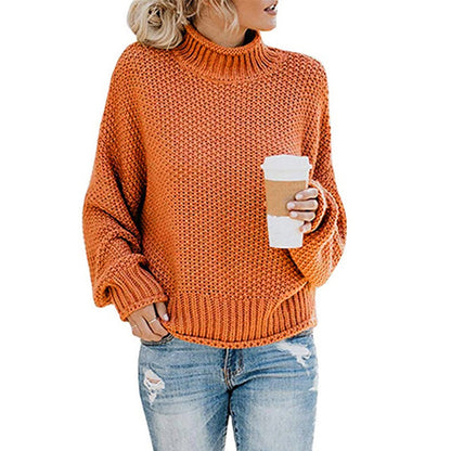 Loom & Soul™ Women’s Solid Turtleneck Sweater – Winter Knitted Long-Sleeve Pullover
