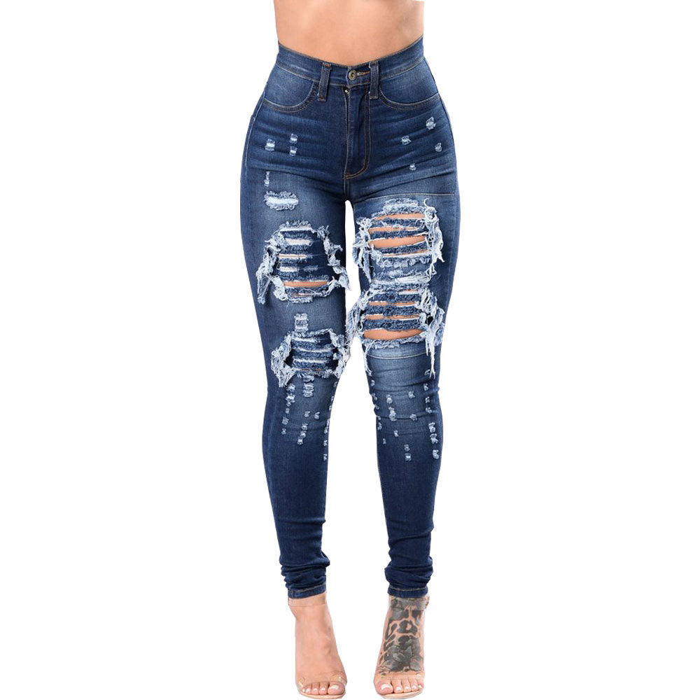 Loom & Soul™ Women’s Ripped Jeans – High-Waist Distressed Denim for Effortless Street Style
