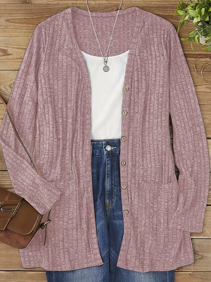 Women’s Elegant V-Neck Cardigan – Cozy Button-Up Fall Sweater