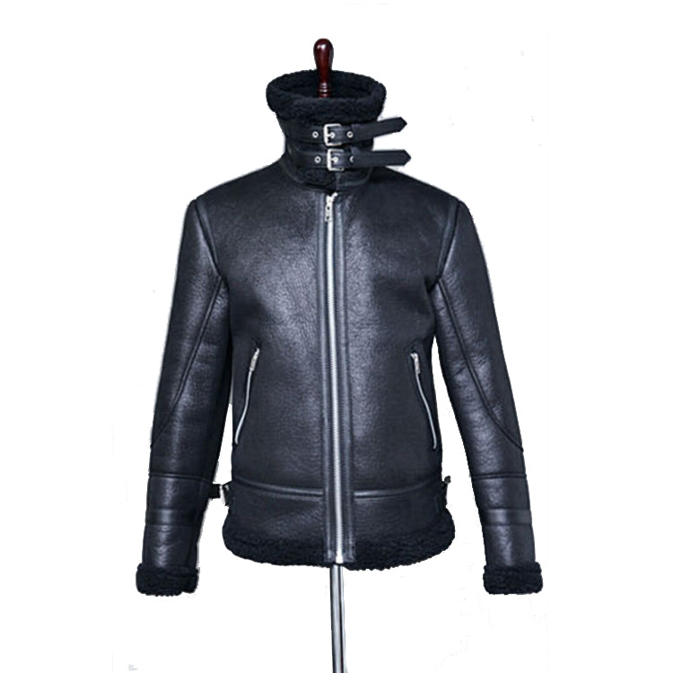 Chaqueta de invierno de piel sintética para hombre - Abrigo con cremallera de cuello alto forrado de piel