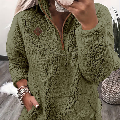 Cozy Fleece-Lined Zip-Up Hoodie – Soft Women’s Casual Sweatshirt