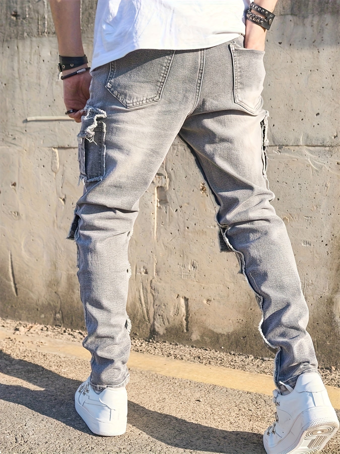 Jean cargo slim pour homme – Denim multipoche style streetwear