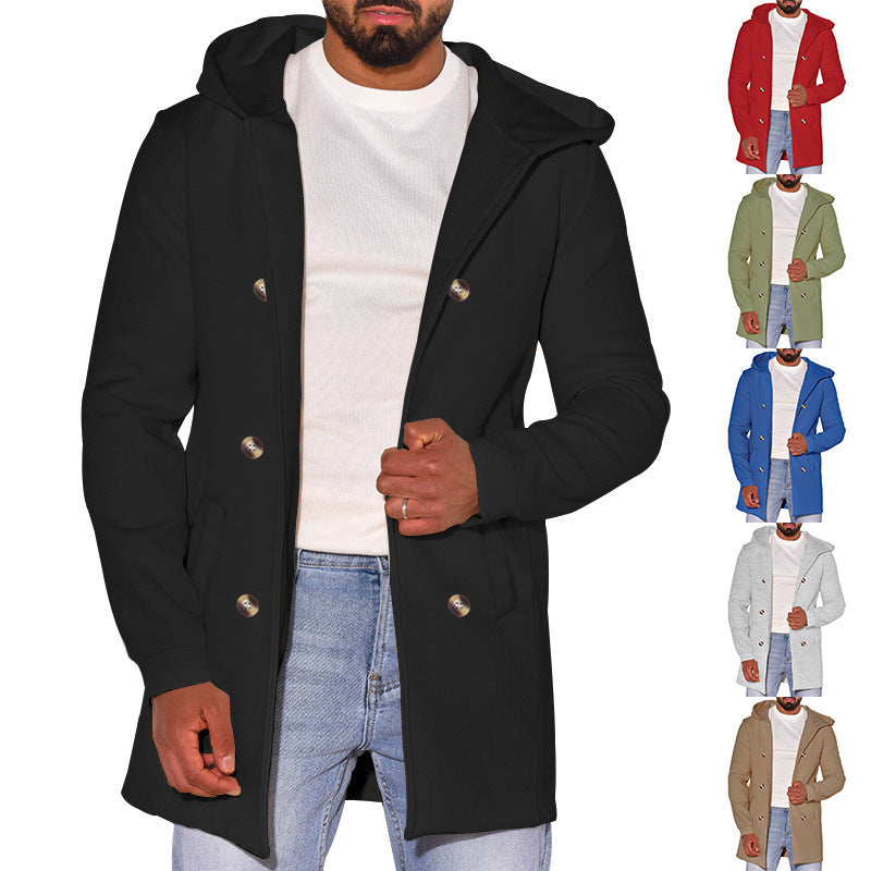 Gabardina de Lana Delgada con Capucha para Hombre – Estilo Versátil para Toda la Temporada
