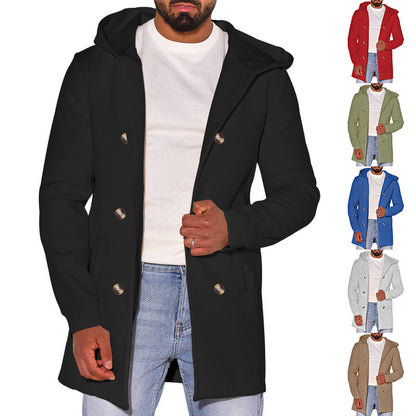 Gabardina de Lana Delgada con Capucha para Hombre – Estilo Versátil para Toda la Temporada