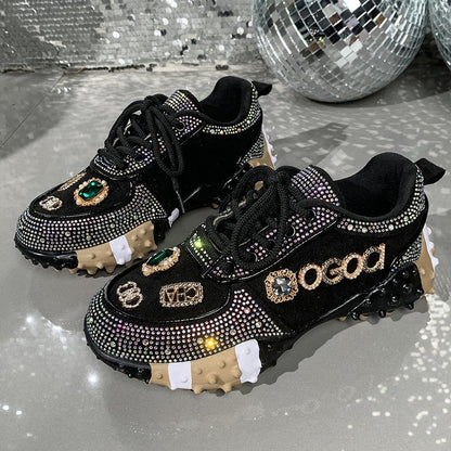 Baskets Femme Détail Doré – Chaussures Décontractées à Lacets Élégantes
