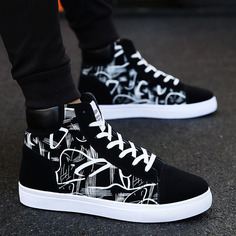 Loom & Soul Men’s Korean Edition High-Top Shoes – Non-Slip Casual Sneakers for All Seasons