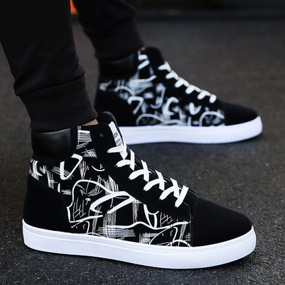 Loom & Soul Men’s Korean Edition High-Top Shoes – Non-Slip Casual Sneakers for All Seasons
