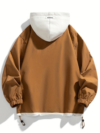 Loom & Soul Men’s Color Block Zip Jacket – Lightweight Hooded Windbreaker