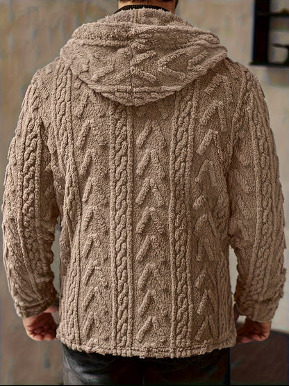Veste à Capuche Polaire Douillette Homme – Cardigan Boutonné Hiver