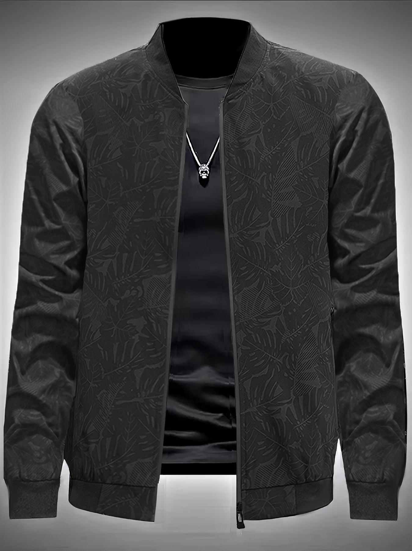 Men’s Printed Baseball Jacket – Zip-Up Casual Lightweight Street Coat
