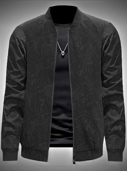 Men’s Printed Baseball Jacket – Zip-Up Casual Lightweight Street Coat