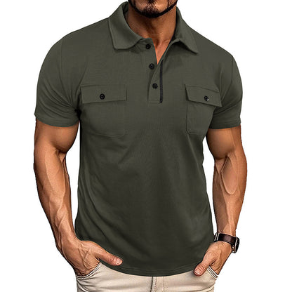 Loom & Soul™ Men’s Summer Polo Shirt – Short Sleeve Lapel Top with Chest Pocket