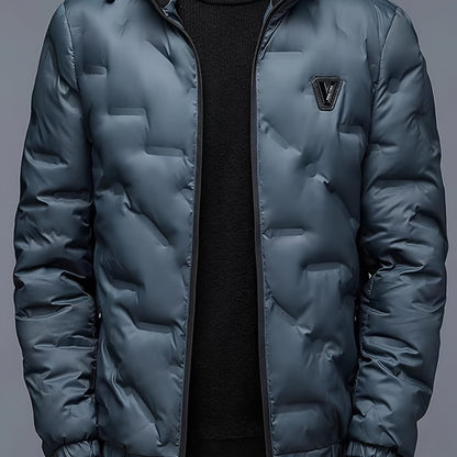 Men’s Windproof Hooded Jacket – Full-Zip Outdoor Winter Coat