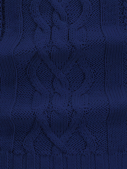 Suéter de cuello alto trenzado vintage para hombre – Jersey de punto clásico