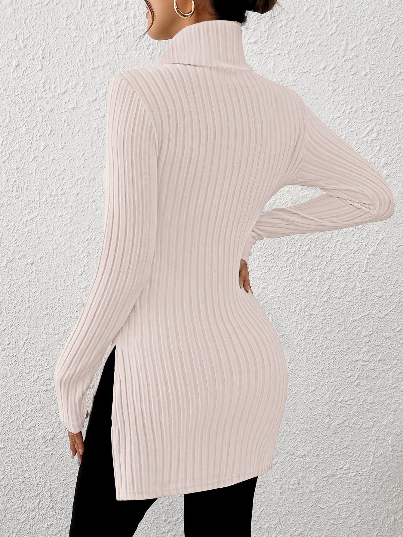 Women’s Elegant Turtleneck Top – Soft Long Sleeve High-Neck Knit