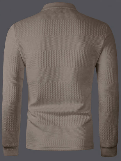 Men’s Summer Jacquard Lapel Shirt – Slim Fit Short Sleeve Polo