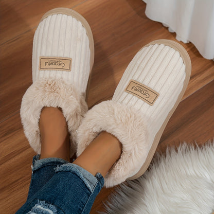 Pantuflas de Mujer con Suela Gruesa – Comodidad Cálida de Invierno para Interiores